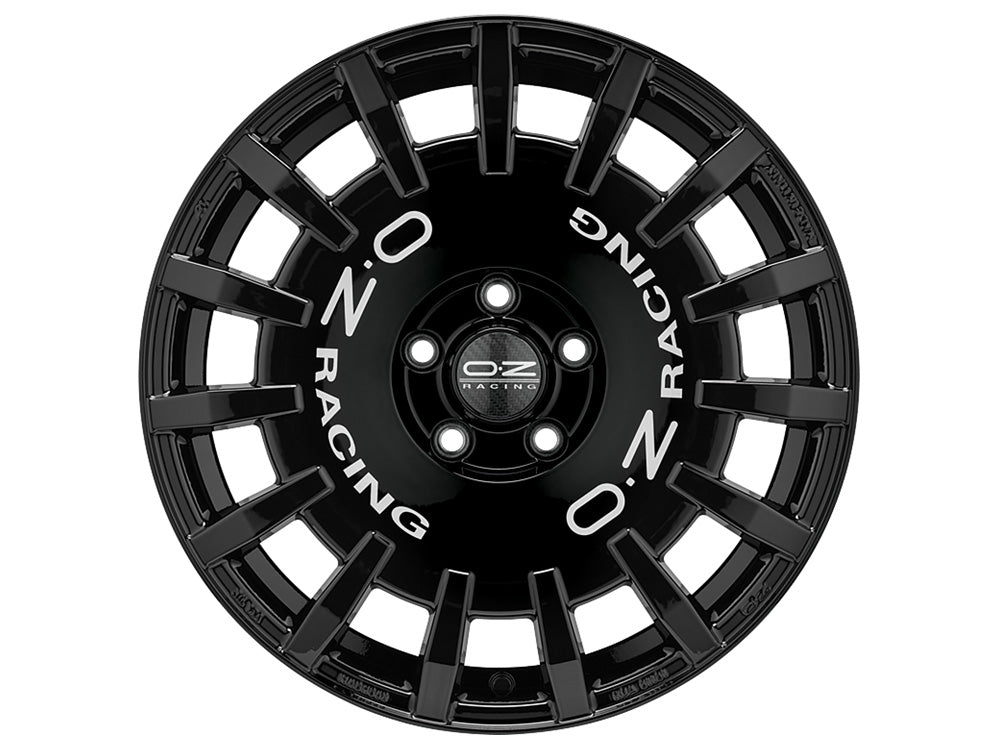 OZ Rally Racing Gloss Black + Silver Lettering