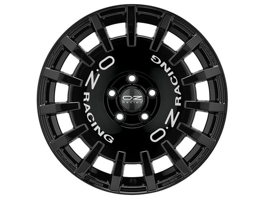 OZ Rally Racing Gloss Black + Silver Lettering