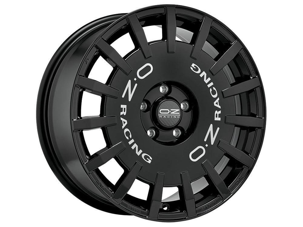 OZ Rally Racing Gloss Black + Silver Lettering